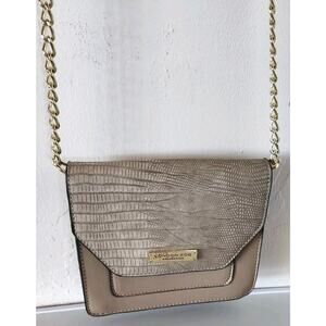 SMALL London Fog CROSSBODY hand bag Purse LEATHER GOLD CHAIN snakeskin LINED P44